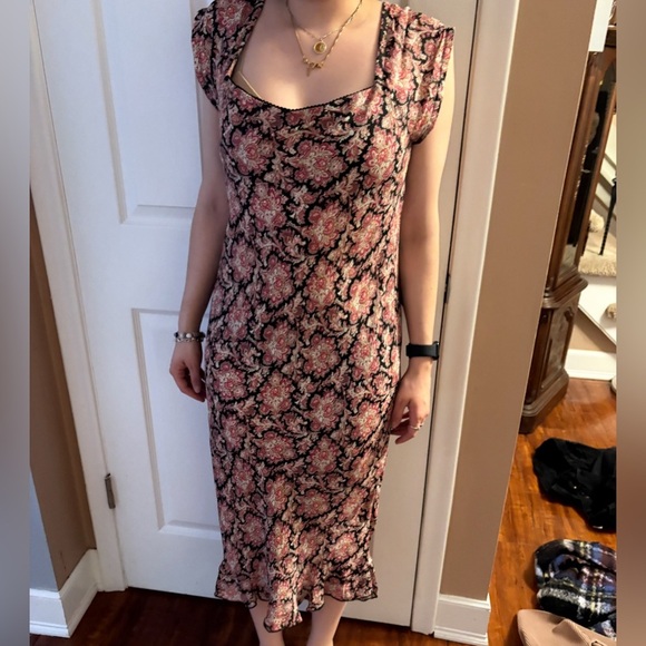 Rampage Y2K 90s Vintage Coquette Boho Floral Print Rayon Midi Dress Size 8-10 - Picture 1 of 16